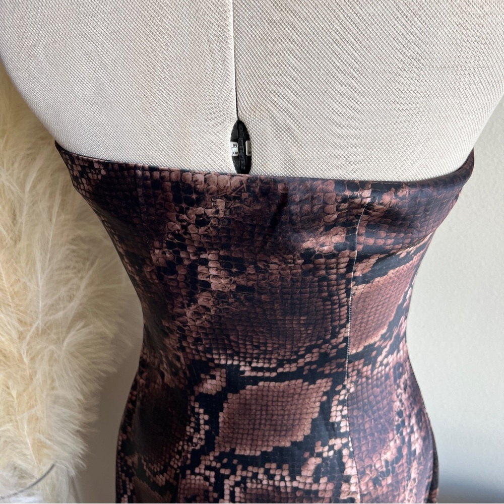 Strapless Neutral Python Maxi Slip Dress NWT - image 10